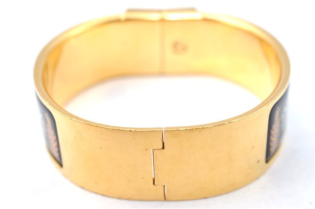 Authentic HERMES Email GM Bangle Vase Motif Gold Black Box J0857