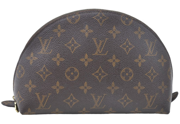 Auth Louis Vuitton Monogram Trousse Demi Ronde 23 Cosmetic Pouch M47520 LV J0879