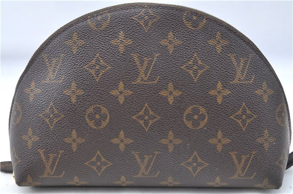 Auth Louis Vuitton Monogram Trousse Demi Ronde 23 Cosmetic Pouch M47520 LV J0879