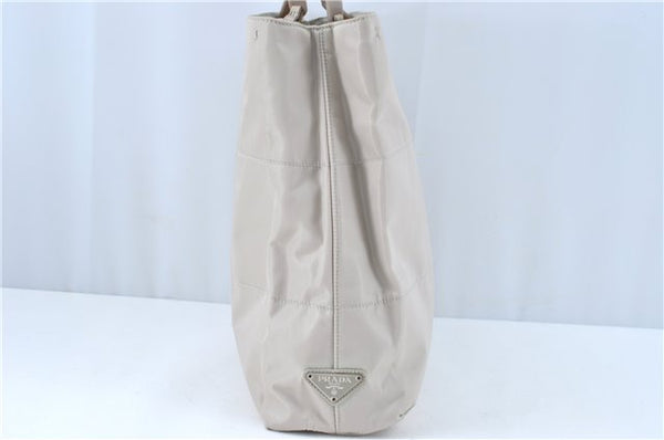 Authentic PRADA Nylon Leather Plastic Shoulder Bag Ivory Beige J0915