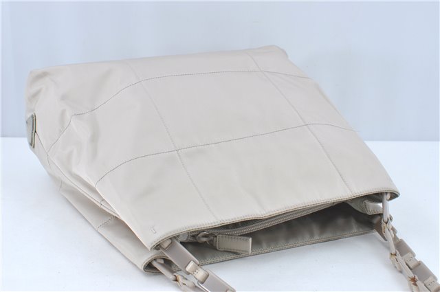 Authentic PRADA Nylon Leather Plastic Shoulder Bag Ivory Beige J0915