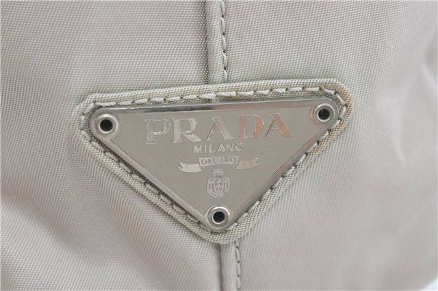 Authentic PRADA Nylon Leather Plastic Shoulder Bag Ivory Beige J0915