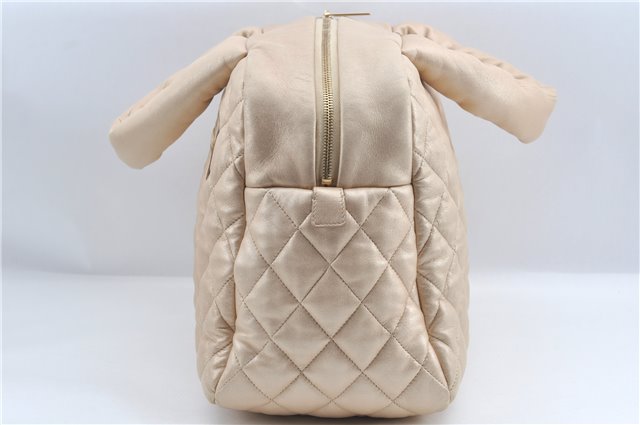 Authentic Chanel Coco Cocoon Matelasse Leather Hand Bag Purse Beige CC J0936