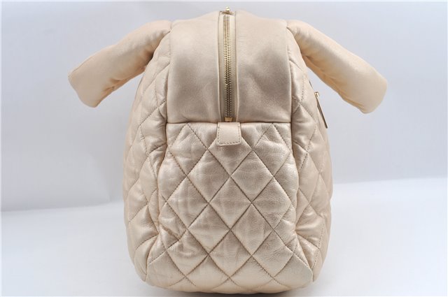 Authentic Chanel Coco Cocoon Matelasse Leather Hand Bag Purse Beige CC J0936