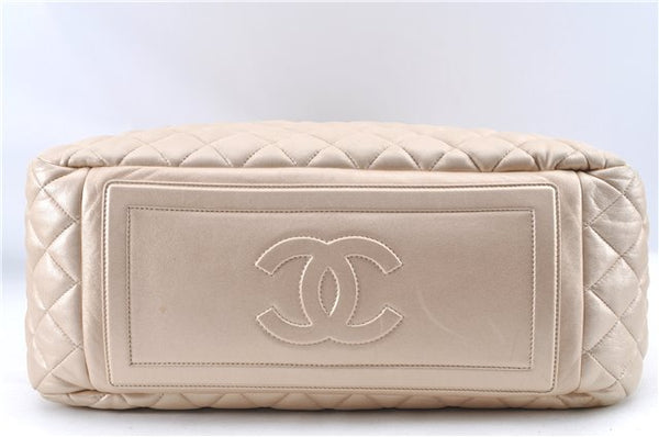 Authentic Chanel Coco Cocoon Matelasse Leather Hand Bag Purse Beige CC J0936