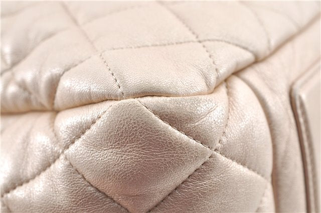 Authentic Chanel Coco Cocoon Matelasse Leather Hand Bag Purse Beige CC J0936