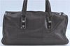 Authentic CHANEL Chocolate Bar Caviar Skin CC Logo Hand Boston Bag Brown J0941