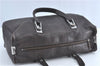 Authentic CHANEL Chocolate Bar Caviar Skin CC Logo Hand Boston Bag Brown J0941