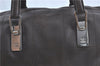 Authentic CHANEL Chocolate Bar Caviar Skin CC Logo Hand Boston Bag Brown J0941