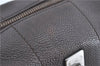 Authentic CHANEL Chocolate Bar Caviar Skin CC Logo Hand Boston Bag Brown J0941