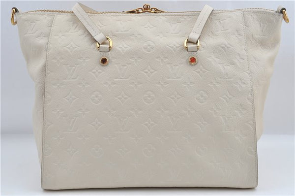 Auth Louis Vuitton Monogram Empreinte Lumineuse PM Tote Bag M93411 White J0943