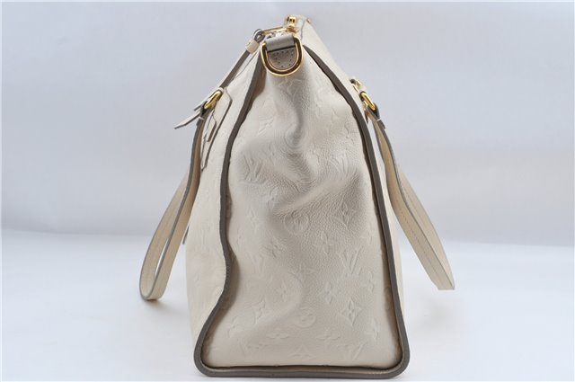 Auth Louis Vuitton Monogram Empreinte Lumineuse PM Tote Bag M93411 White J0943