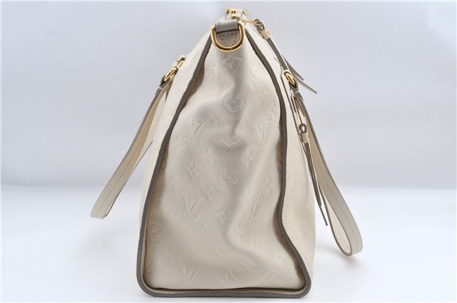 Auth Louis Vuitton Monogram Empreinte Lumineuse PM Tote Bag M93411 White J0943