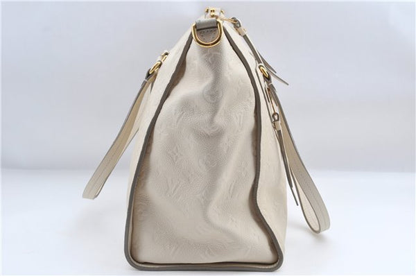 Auth Louis Vuitton Monogram Empreinte Lumineuse PM Tote Bag M93411 White J0943
