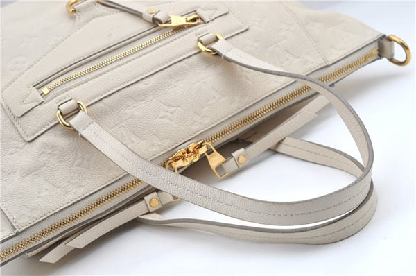 Auth Louis Vuitton Monogram Empreinte Lumineuse PM Tote Bag M93411 White J0943