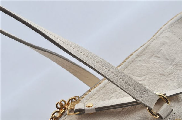 Auth Louis Vuitton Monogram Empreinte Lumineuse PM Tote Bag M93411 White J0943