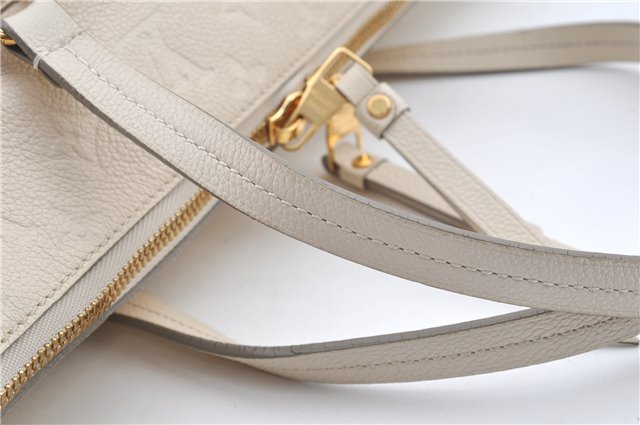 Auth Louis Vuitton Monogram Empreinte Lumineuse PM Tote Bag M93411 White J0943