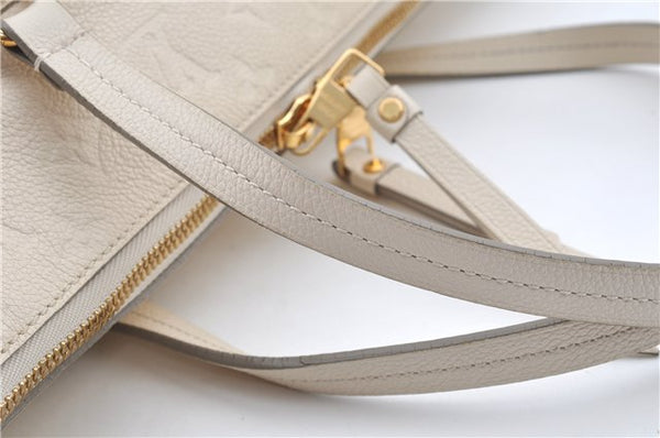 Auth Louis Vuitton Monogram Empreinte Lumineuse PM Tote Bag M93411 White J0943