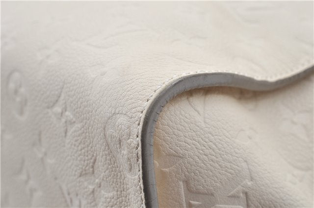 Auth Louis Vuitton Monogram Empreinte Lumineuse PM Tote Bag M93411 White J0943