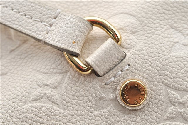 Auth Louis Vuitton Monogram Empreinte Lumineuse PM Tote Bag M93411 White J0943