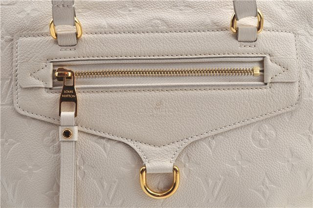 Auth Louis Vuitton Monogram Empreinte Lumineuse PM Tote Bag M93411 White J0943