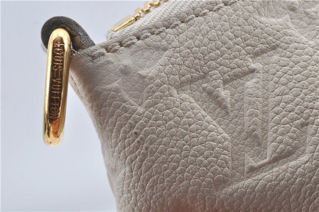 Auth Louis Vuitton Monogram Empreinte Lumineuse PM Tote Bag M93411 White J0943