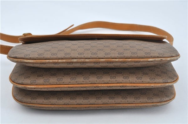 Authentic GUCCI Micro GG PVC Leather Shoulder Cross Body Bag Brown Beige J0948