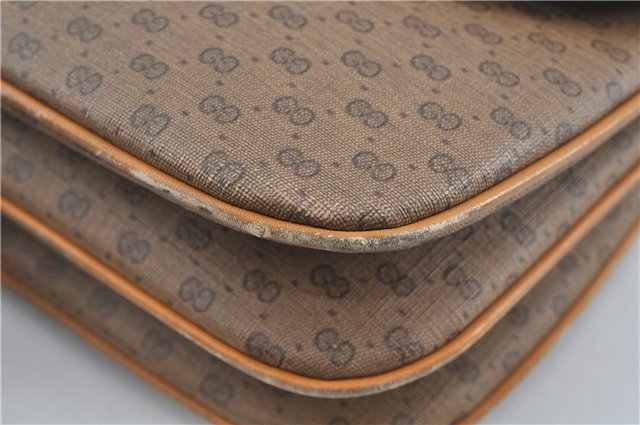 Authentic GUCCI Micro GG PVC Leather Shoulder Cross Body Bag Brown Beige J0948