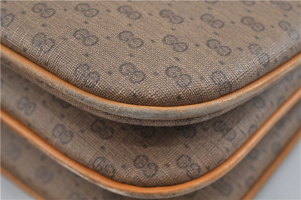Authentic GUCCI Micro GG PVC Leather Shoulder Cross Body Bag Brown Beige J0948