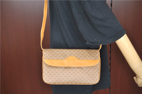 Authentic GUCCI Micro GG PVC Leather Shoulder Cross Body Bag Brown Beige J0948
