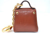 Authentic Ferragamo Gancini Bag Charm Leather Brown SF Box J0973