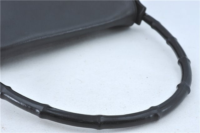 Authentic GUCCI Bamboo Shoulder Hand Bag Purse Leather 0013243 Black J1002