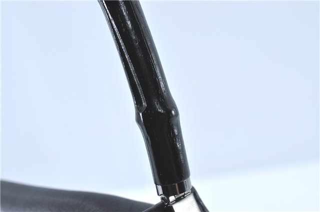 Authentic GUCCI Bamboo Shoulder Hand Bag Purse Leather 0013243 Black J1002