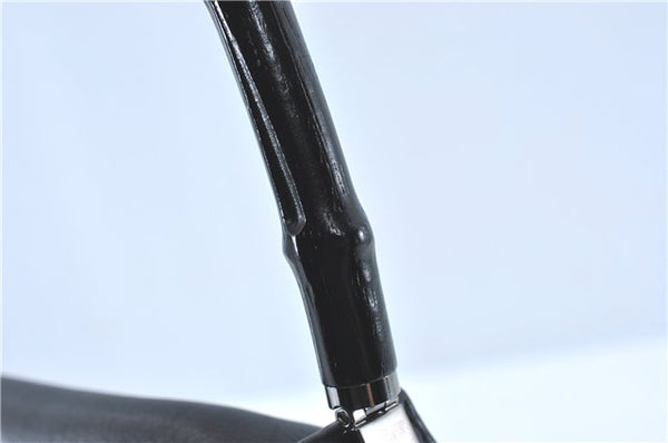 Authentic GUCCI Bamboo Shoulder Hand Bag Purse Leather 0013243 Black J1002