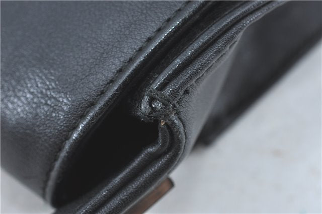 Authentic GUCCI Bamboo Shoulder Hand Bag Purse Leather 0013243 Black J1002