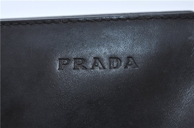 Authentic PRADA Leather Shoulder Tote Bag Black J1005