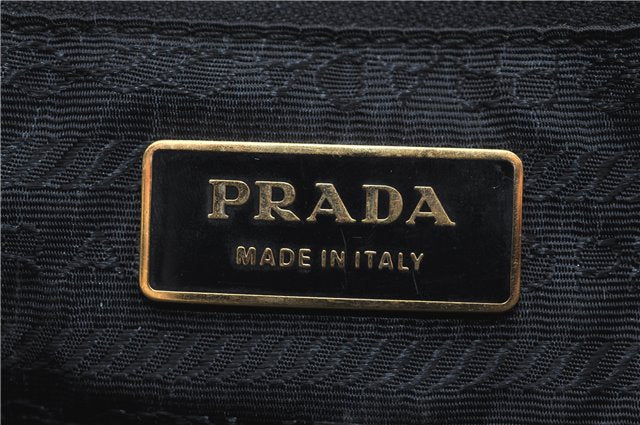 Authentic PRADA Leather Shoulder Tote Bag Black J1005