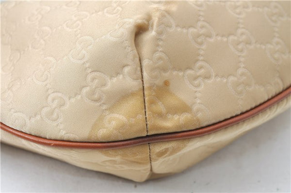 Auth GUCCI Shoulder Cross Body Bag Purse GG Nylon Leather 181092 Beige  J1012