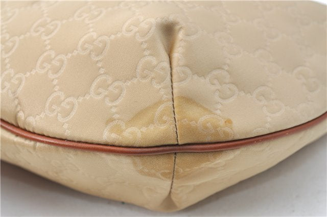 Auth GUCCI Shoulder Cross Body Bag Purse GG Nylon Leather 181092 Beige  J1012