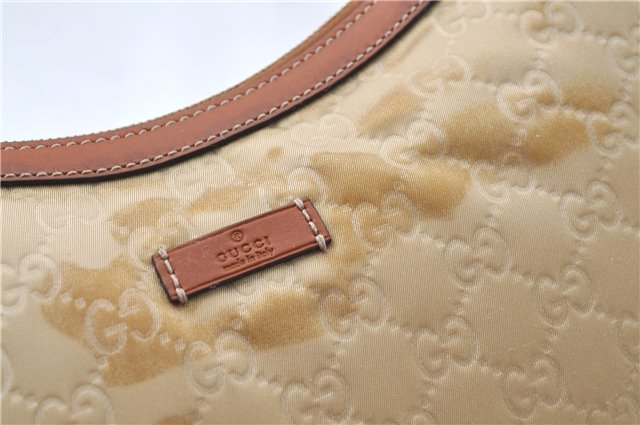 Auth GUCCI Shoulder Cross Body Bag Purse GG Nylon Leather 181092 Beige  J1012