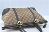 Auth GUCCI Lovely Heart Shoulder Tote Bag GG Canvas Leather 257069 Brown J1013