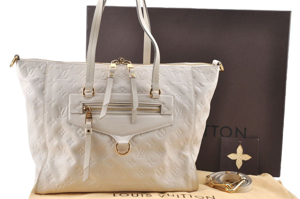 Authentic Louis Vuitton Monogram Empreinte Lumineuse PM Tote Bag White Box J1014