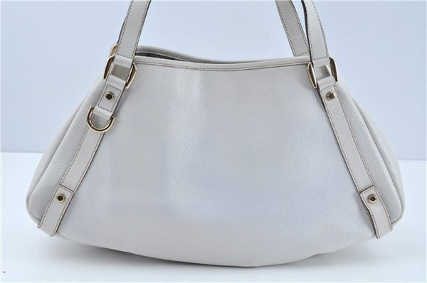 Authentic GUCCI Abbey Shoulder Tote Bag Leather 130736 White J1021