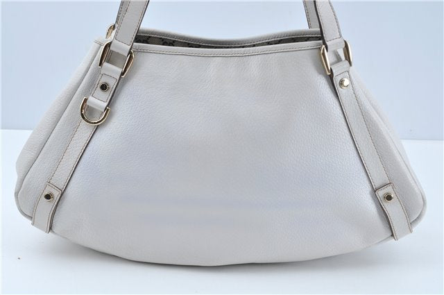 Authentic GUCCI Abbey Shoulder Tote Bag Leather 130736 White J1021
