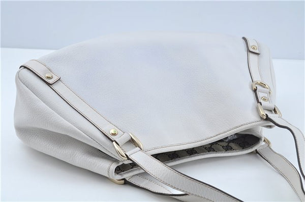 Authentic GUCCI Abbey Shoulder Tote Bag Leather 130736 White J1021