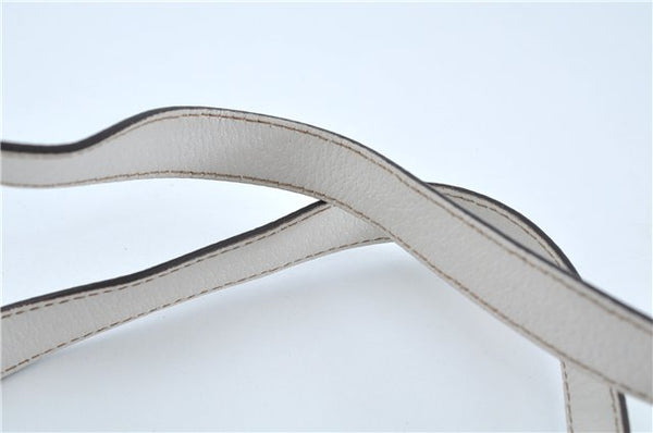 Authentic GUCCI Abbey Shoulder Tote Bag Leather 130736 White J1021