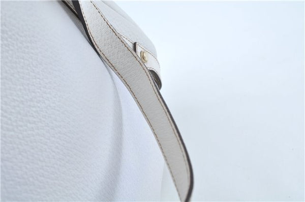 Authentic GUCCI Abbey Shoulder Tote Bag Leather 130736 White J1021