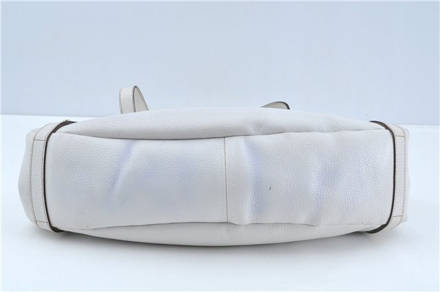 Authentic GUCCI Abbey Shoulder Tote Bag Leather 130736 White J1021