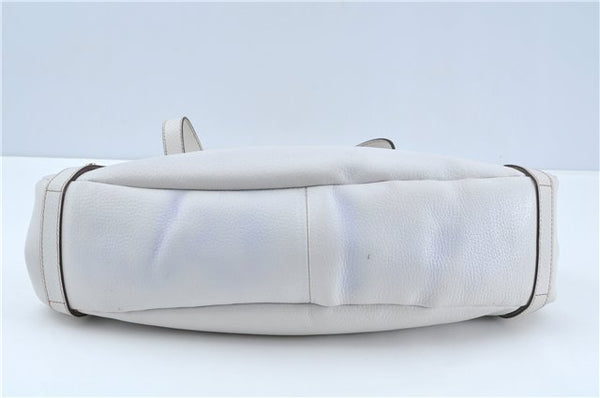 Authentic GUCCI Abbey Shoulder Tote Bag Leather 130736 White J1021