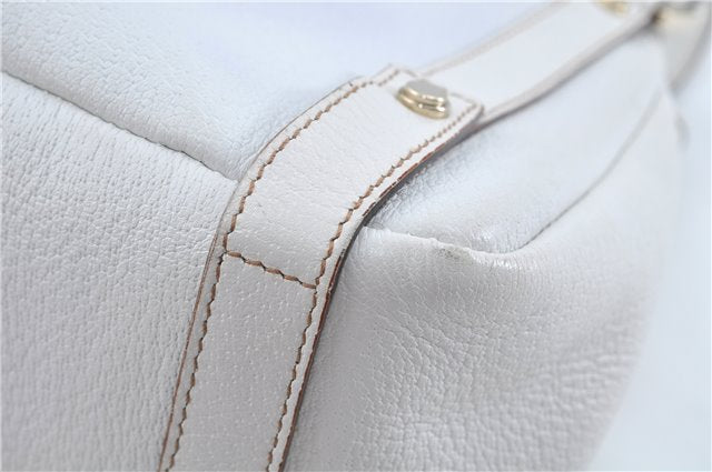 Authentic GUCCI Abbey Shoulder Tote Bag Leather 130736 White J1021